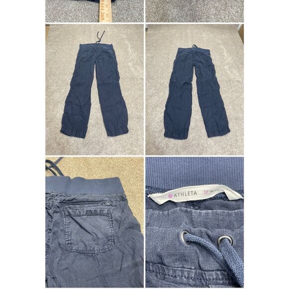 athleta womens pullon elastic pants sz 10 blue lightweight trouser - Picture 1 of 12